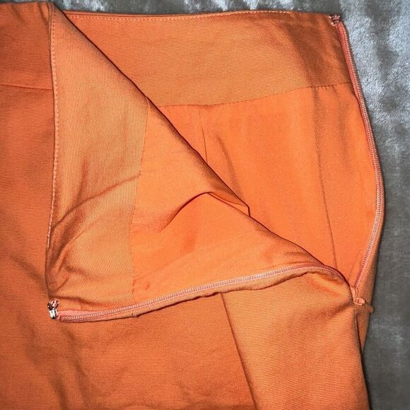 Talbots Womens Skirt Size 10 Orange Cotton Scallop Hem Linen Stretch Hawaii Vaca - Picture 4 of 7